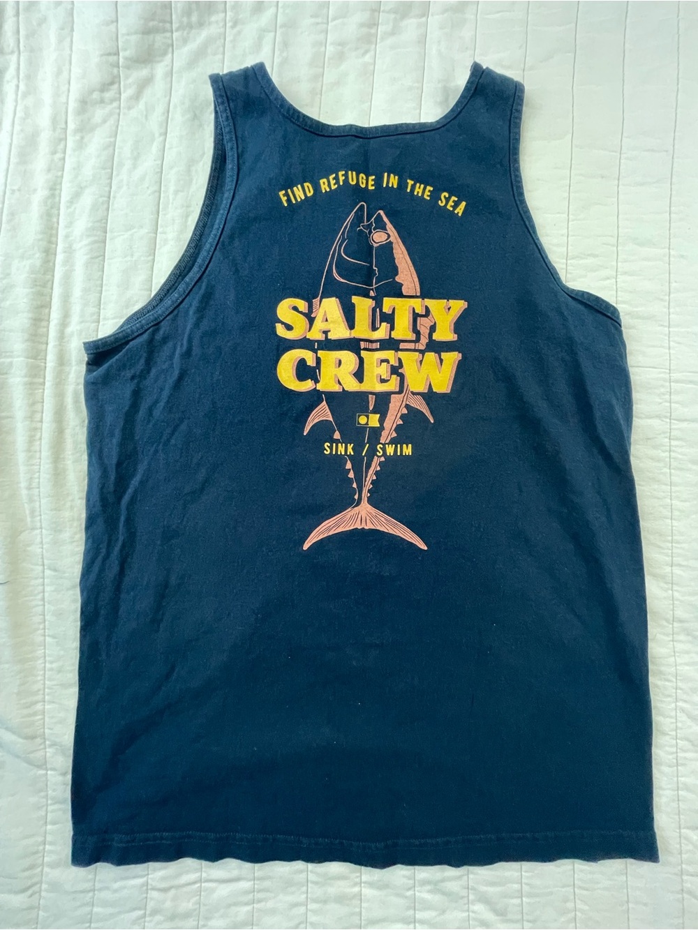 Salty Crew Navy Blue Cotton Tank Large